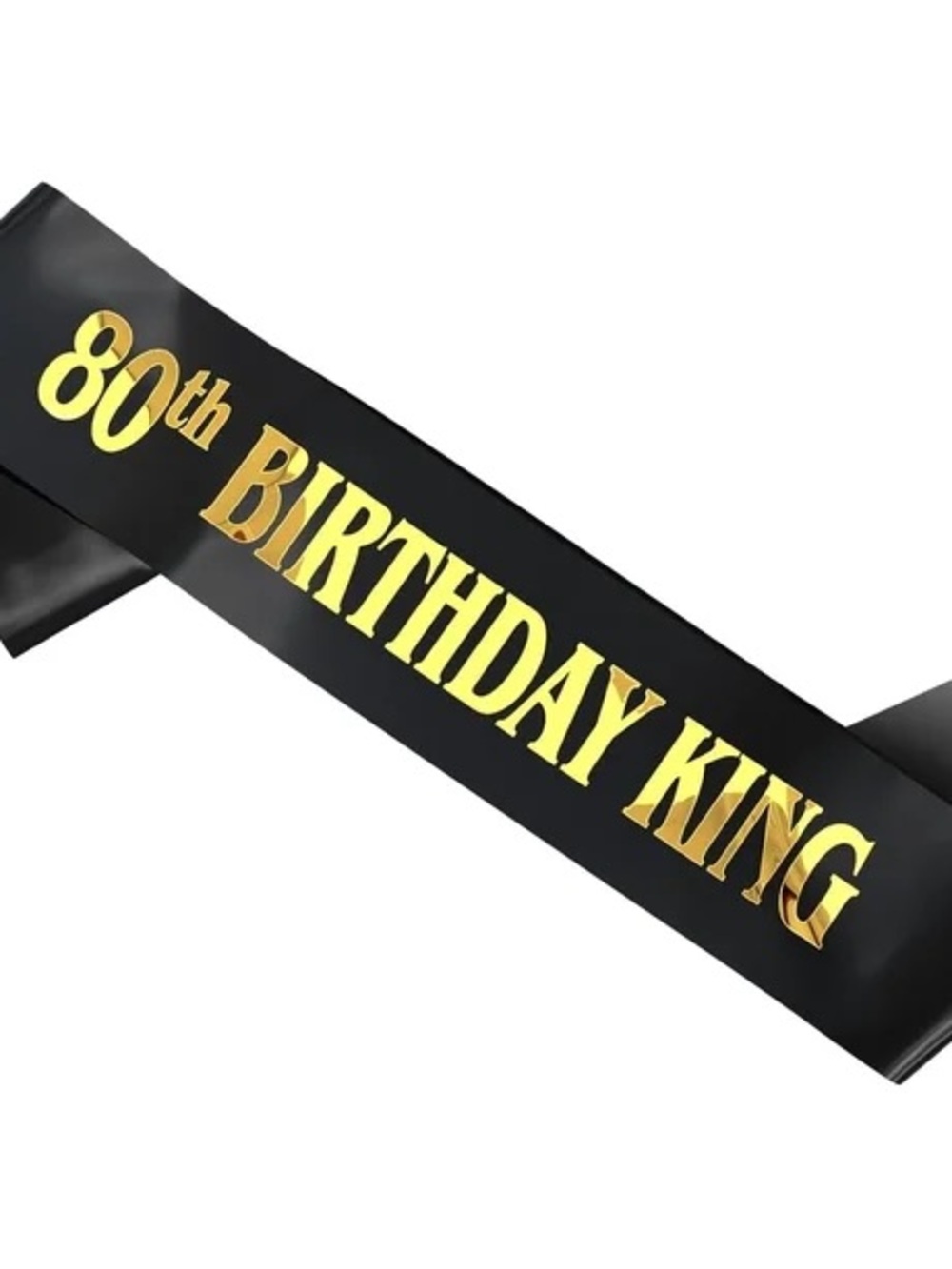 Black and Gold "80th Birthday King" Sash - Party Accessory